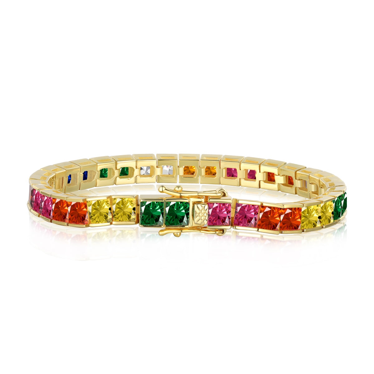 [Everoly JW]Radiant Colorful Princess Cut Tennis Bracelet