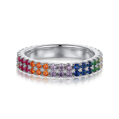 [Everoly JW]Unique Colorful Round Cut Tennis Ring