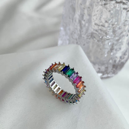 [Everoly JW]Unique Colorful Radiant Cut RIng