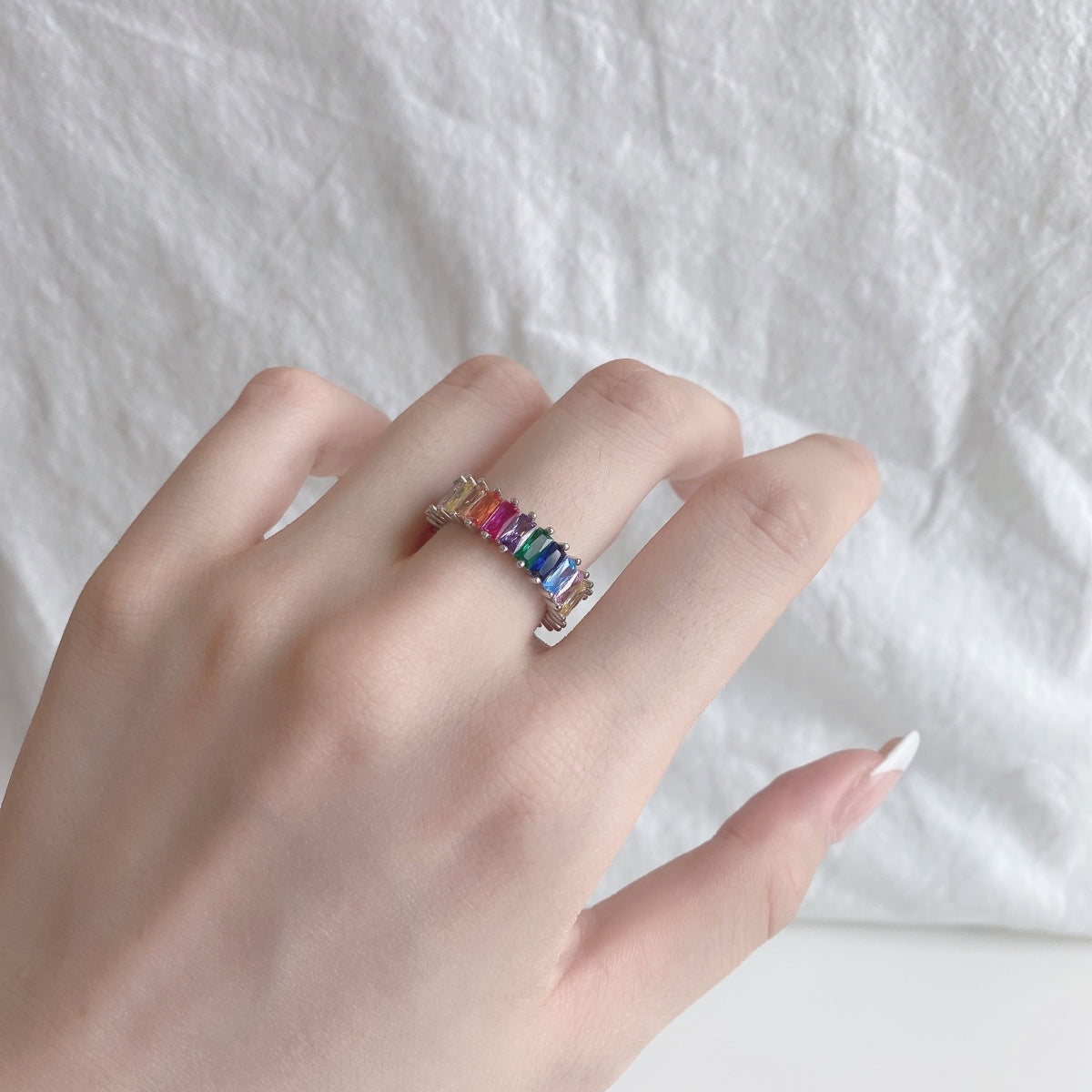 [Everoly JW]Unique Colorful Radiant Cut RIng