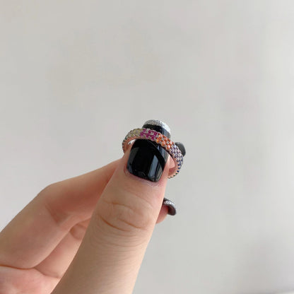 [Everoly JW]Unique Colorful Round Cut Tennis Ring