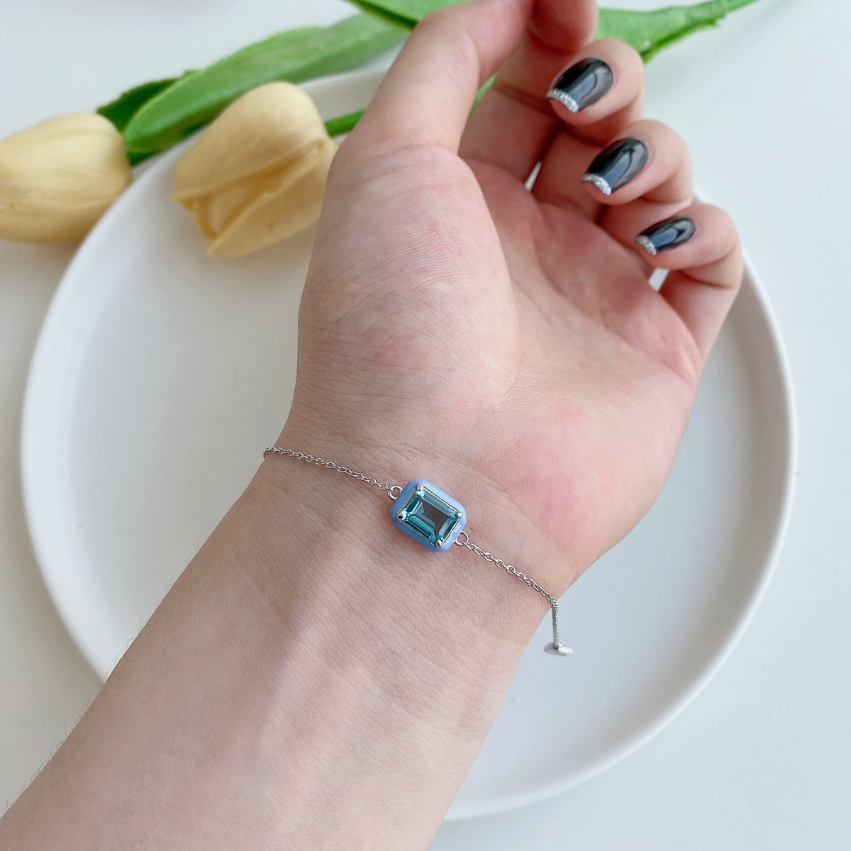 [Everoly JW]2.0 Carat Sparkling Colorful Emerald Cut Daily Bracelet