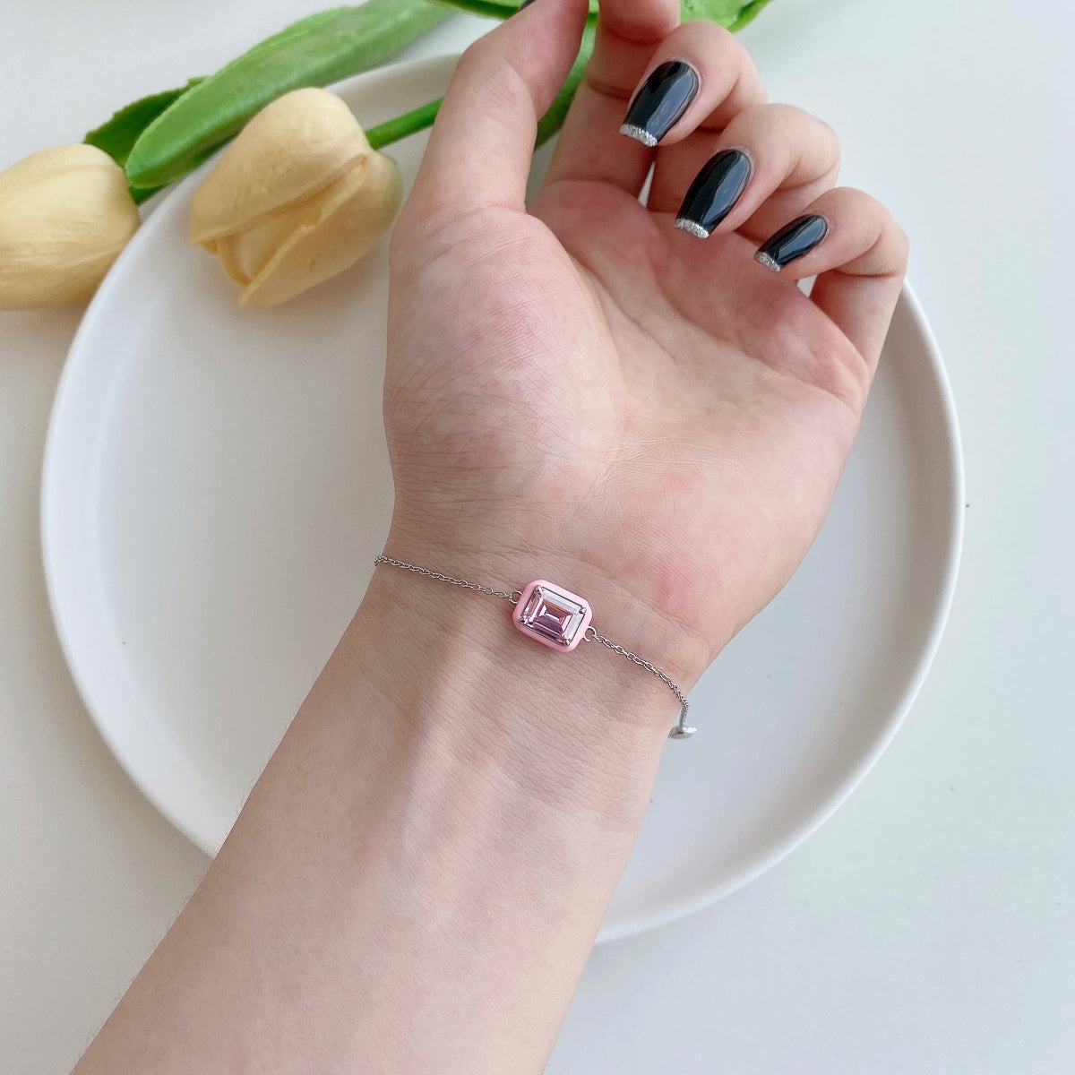 [Everoly JW]2.0 Carat Sparkling Colorful Emerald Cut Daily Bracelet