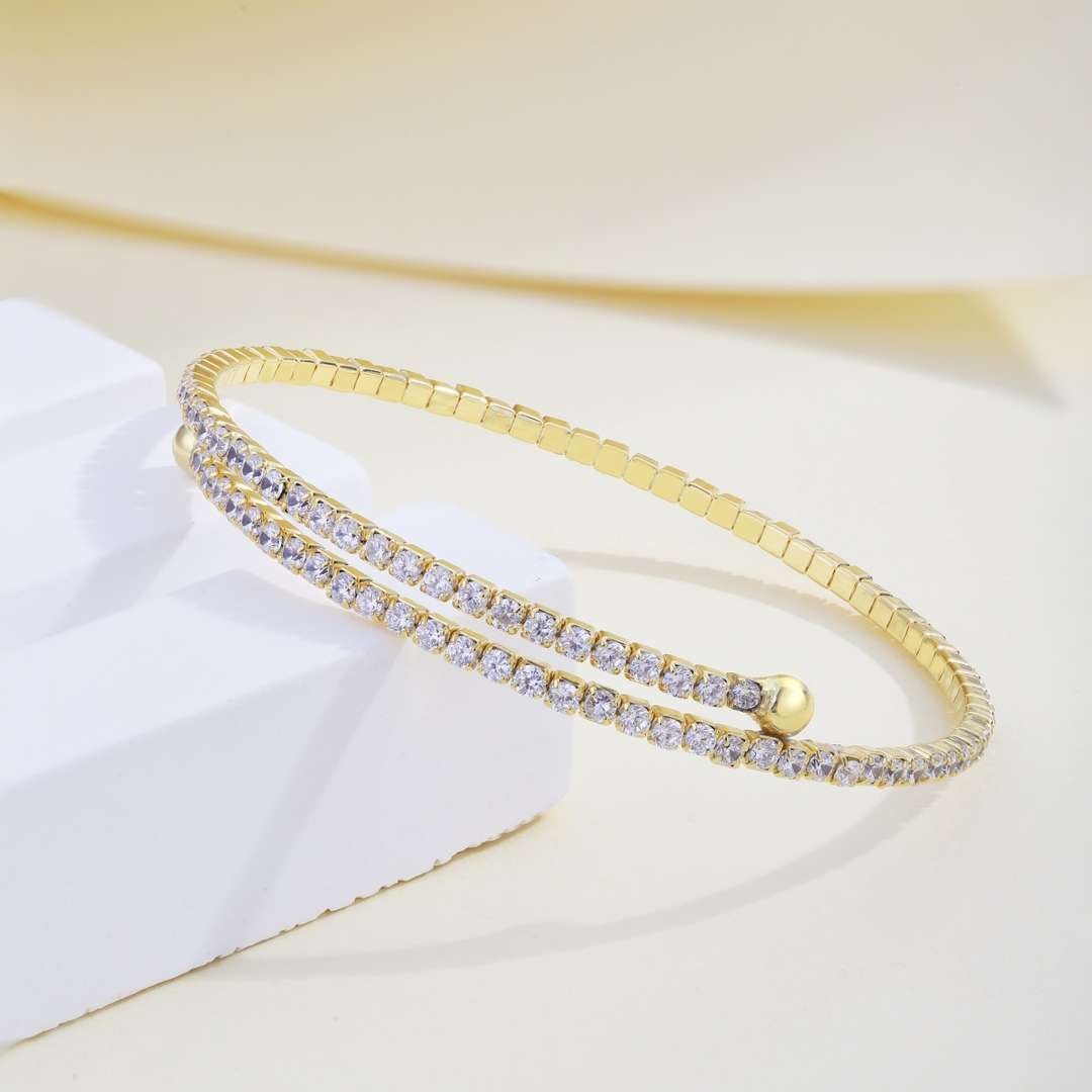 [Everoly JW]Row of Diamonds Round Fashion Bracelet