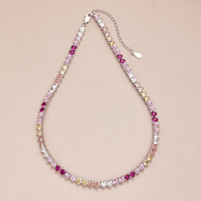 [Everoly JW]Sparkling Colorful Full Heart Tennis Necklace