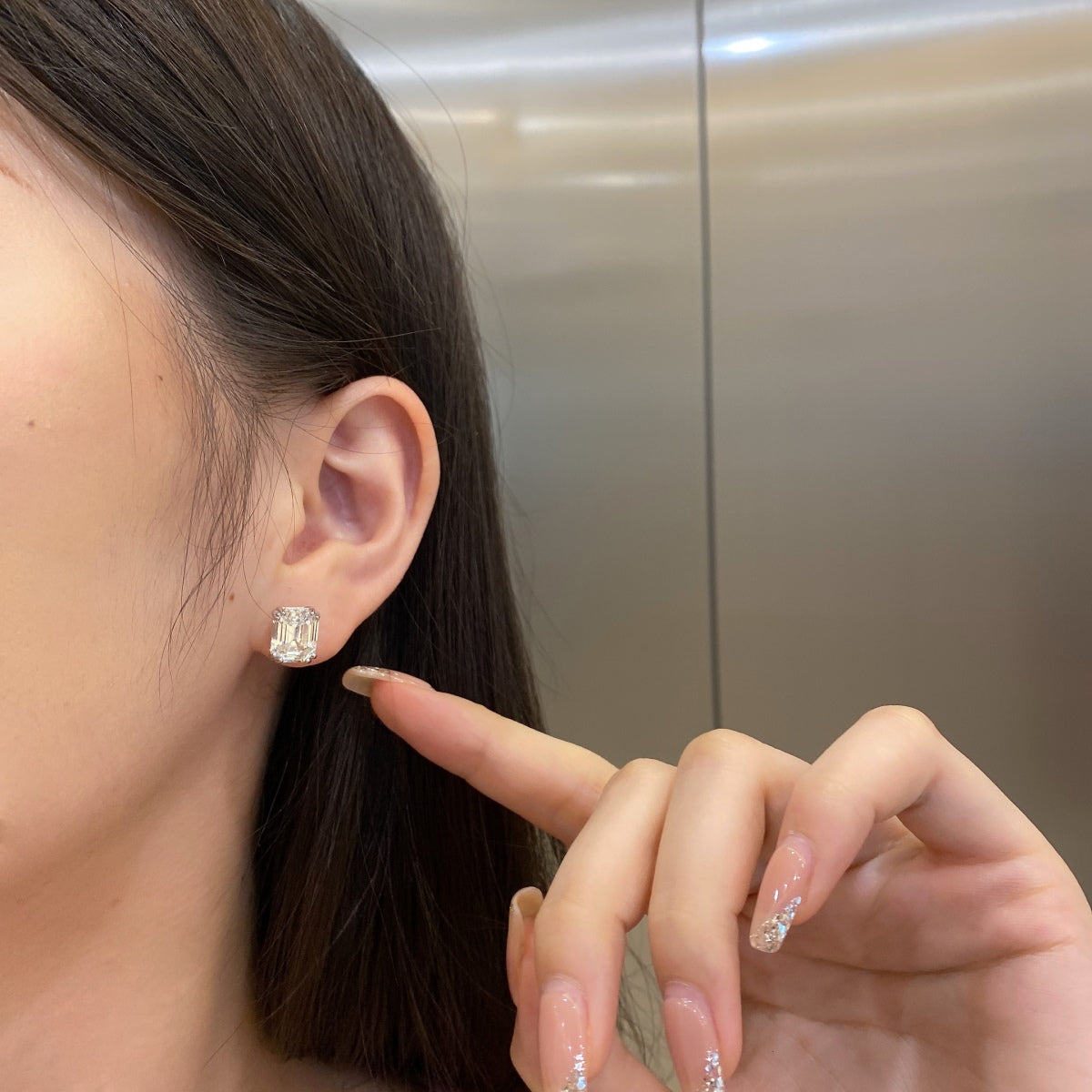 [Everoly JW]Dazzling Square Shape Earrings