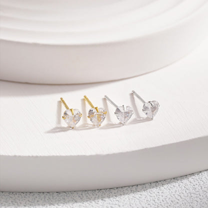 [Everoly JW]Sparkling Heart Shaped Simple Earrings