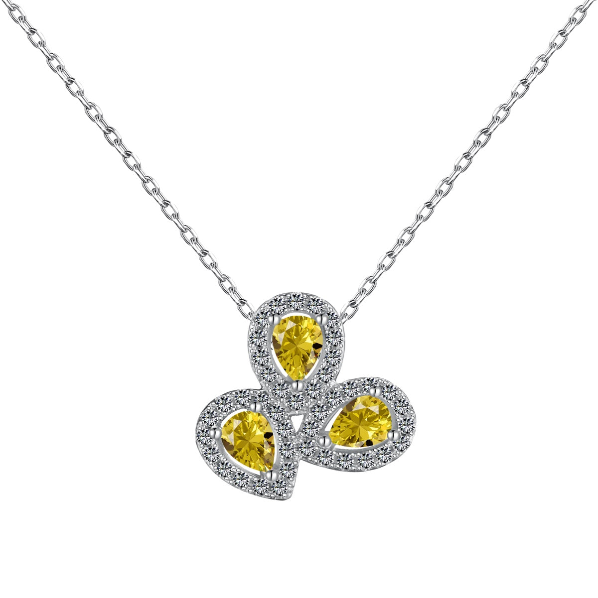 [Everoly JW]Elegant Flower Shape Pear Cut Necklace