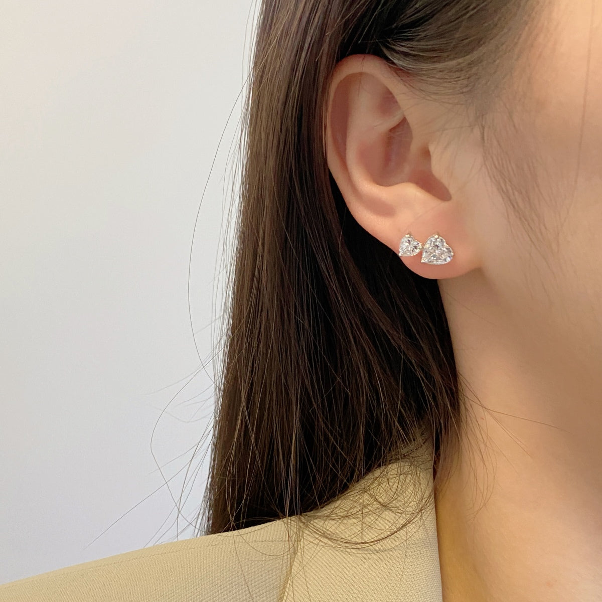 [Everoly JW]Double Heart-Shape Classic Princess Style Earrings