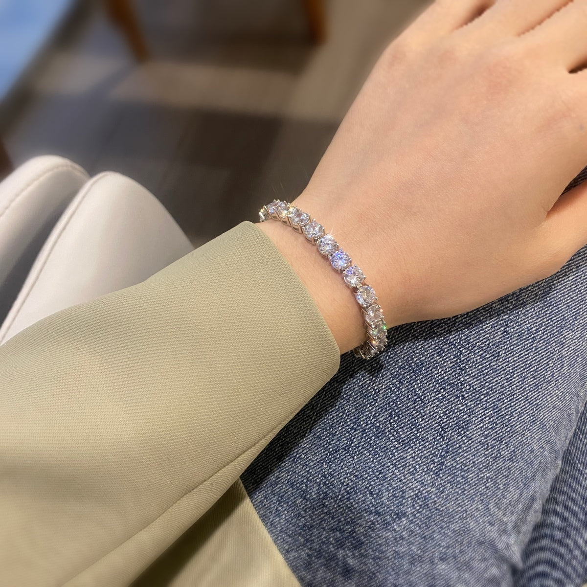 [Everoly JW]0.75 Carat Dazzling Round Cut Wedding Bracelet