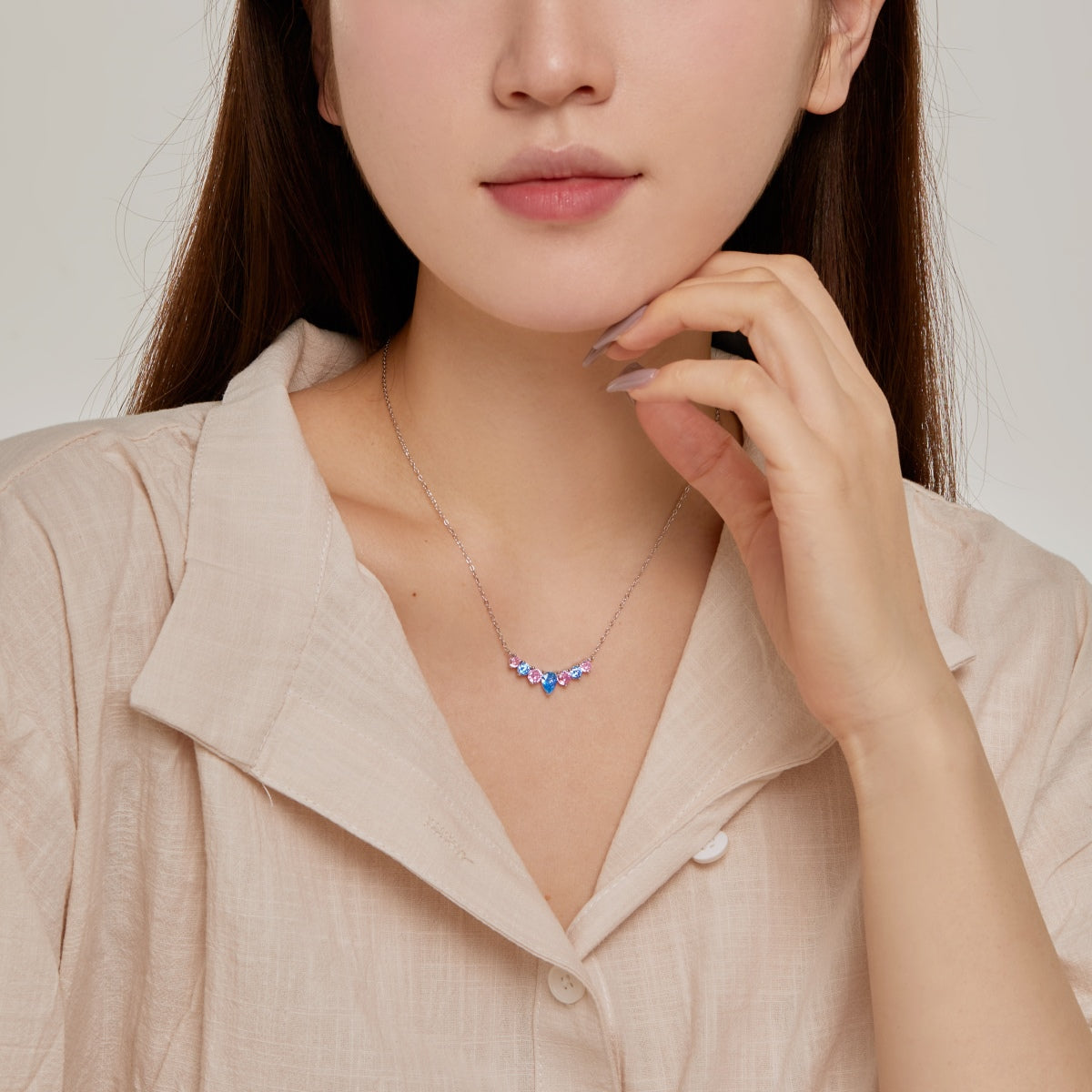 [Everoly JW]Dainty Colorful Heart Necklace