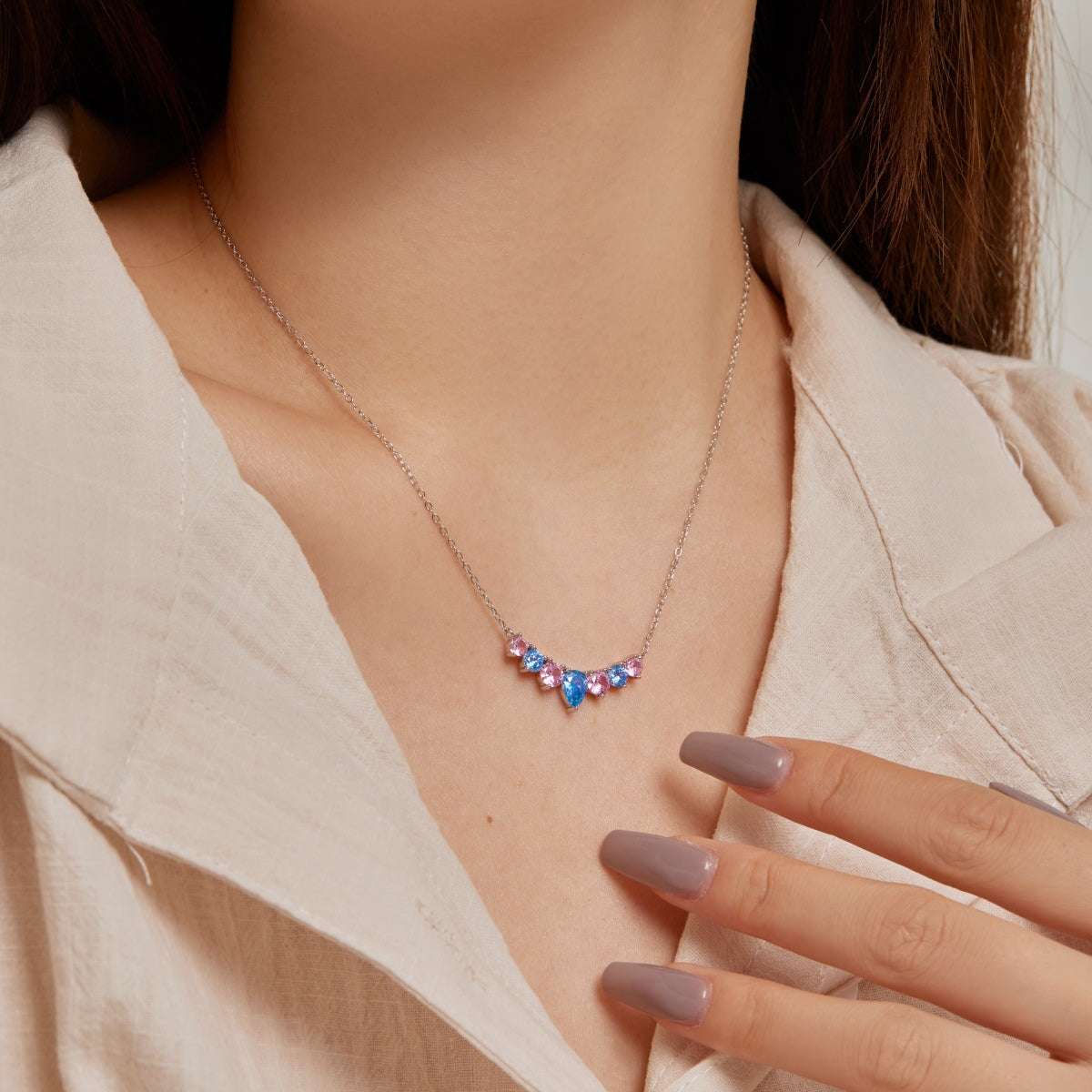 [Everoly JW]Dainty Colorful Heart Necklace