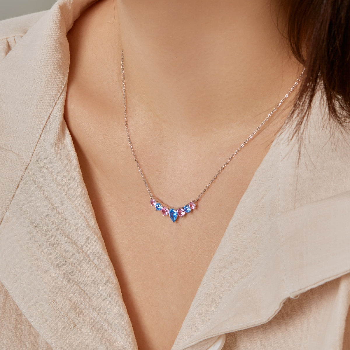 [Everoly JW]Dainty Colorful Heart Necklace
