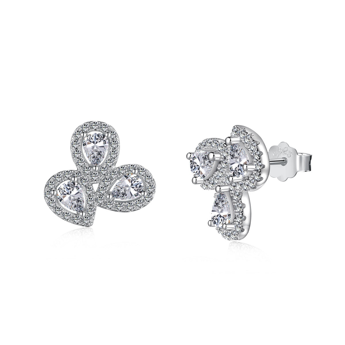 [Everoly JW]Ornate Flower Shape Pear Cut Lover Earrings