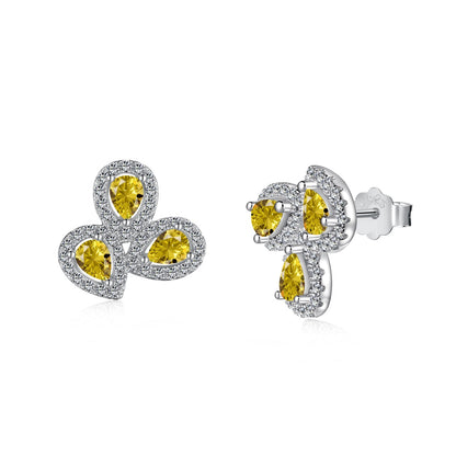 [Everoly JW]Ornate Flower Shape Pear Cut Lover Earrings