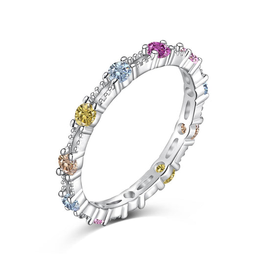 [Everoly JW]Sparkling Colorful Round Cut Tennis Ring