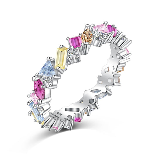 [Everoly JW]Dazzling Polychromatic Multi cut Daily Ring