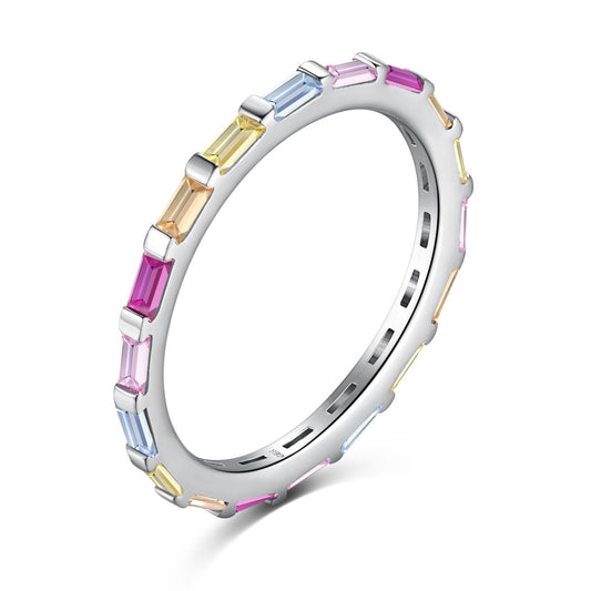 [Everoly JW]Exquisite Multicolored Emerald Cut Daily Ring