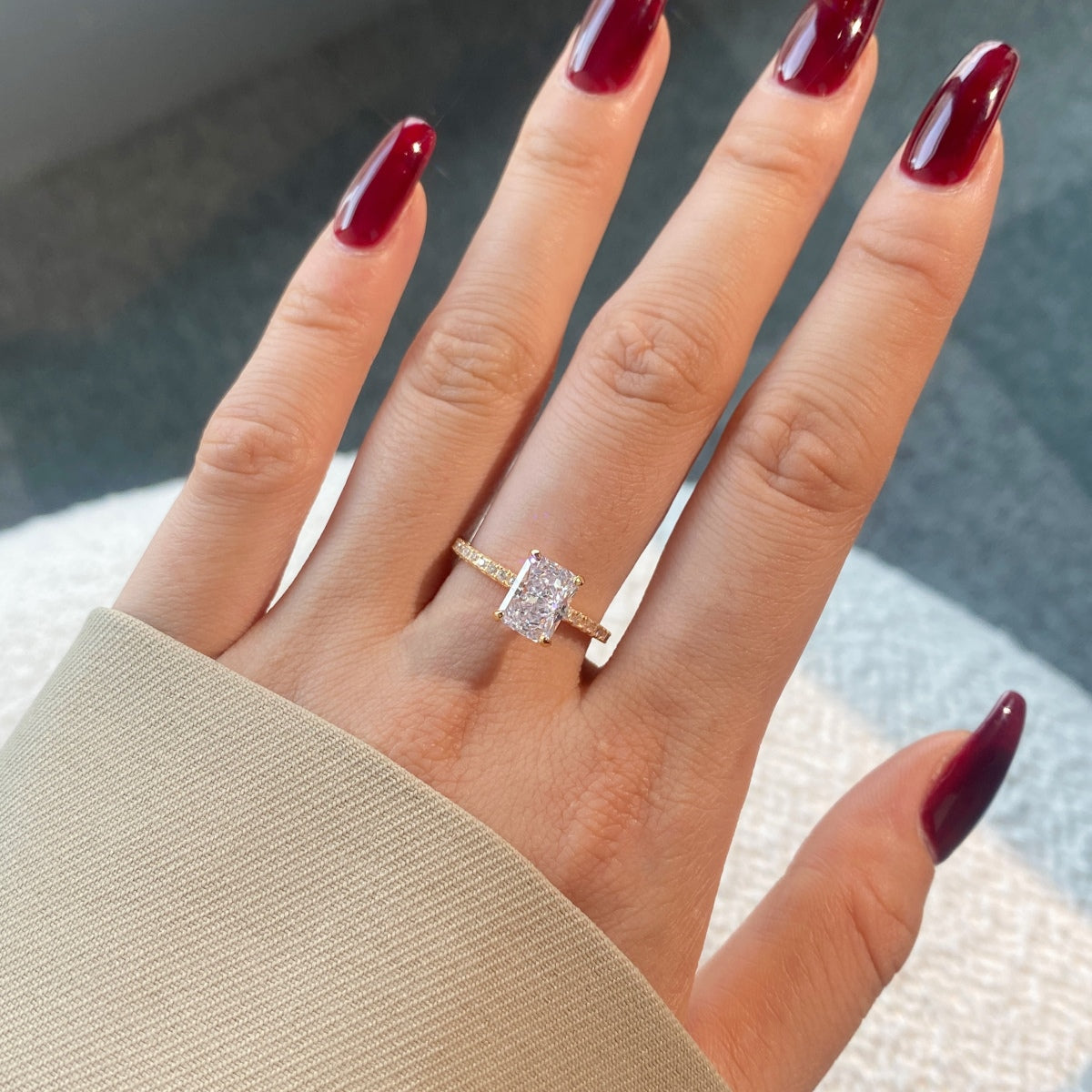 [Everoly JW]2.0 Carat Dazzling Sparkling Radiant Cut Party Ring