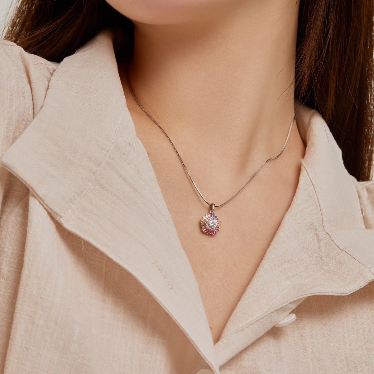 [Everoly JW]Charming Flower Colorful Necklace