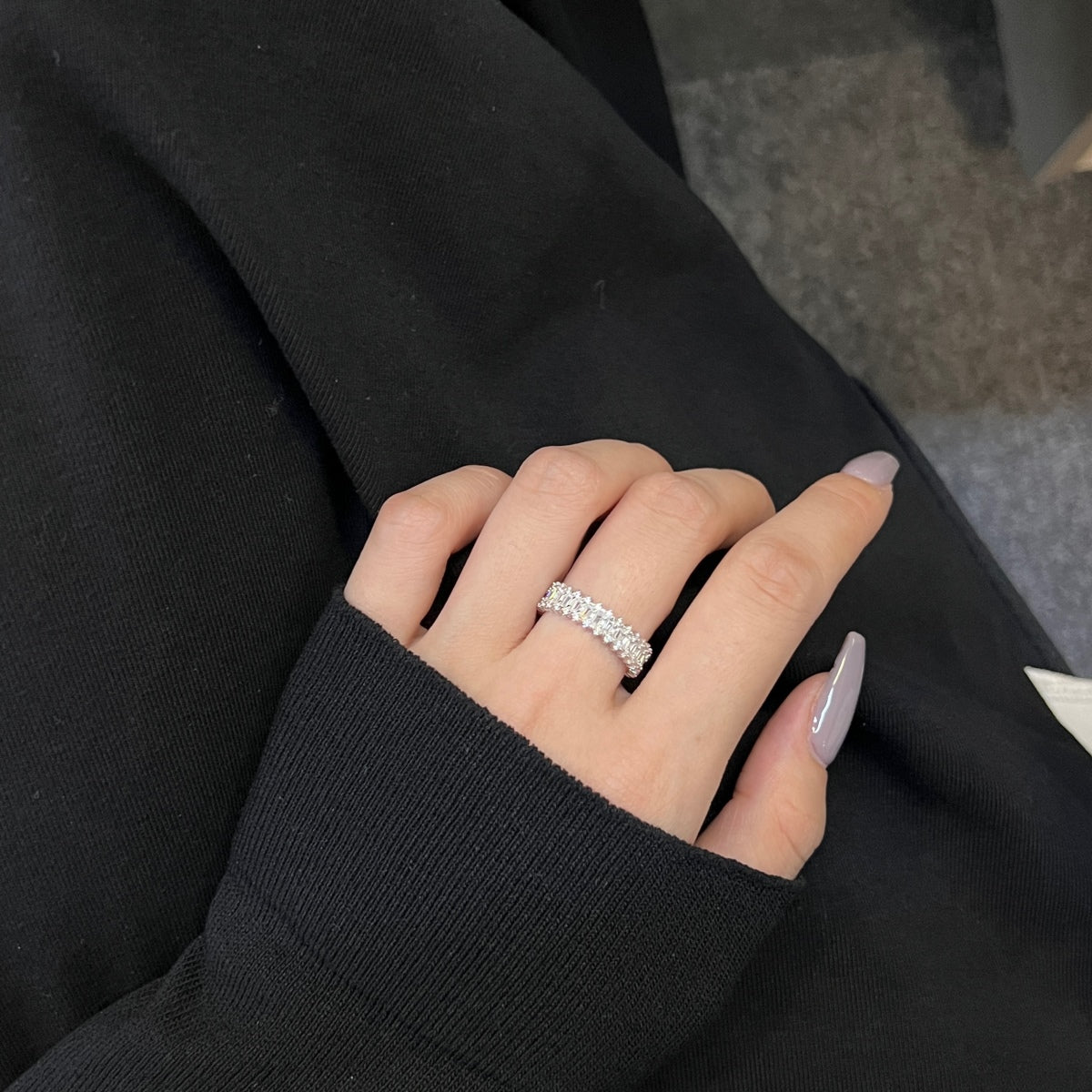 [Everoly JW]Splashy Ornate Emerald Cut Cocktail Ring