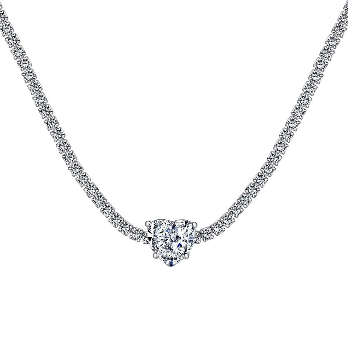 [Everoly JW]2.0 Carat Sparkling Tennis Heart Cut Necklace