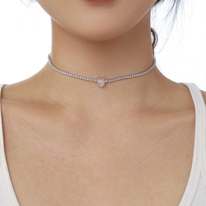 [Everoly JW]2.0 Carat Sparkling Tennis Heart Cut Necklace