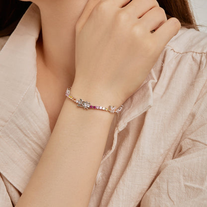 [Everoly JW]Ornate Colorful Butterfly Shape Round Cut Daily Bracelet