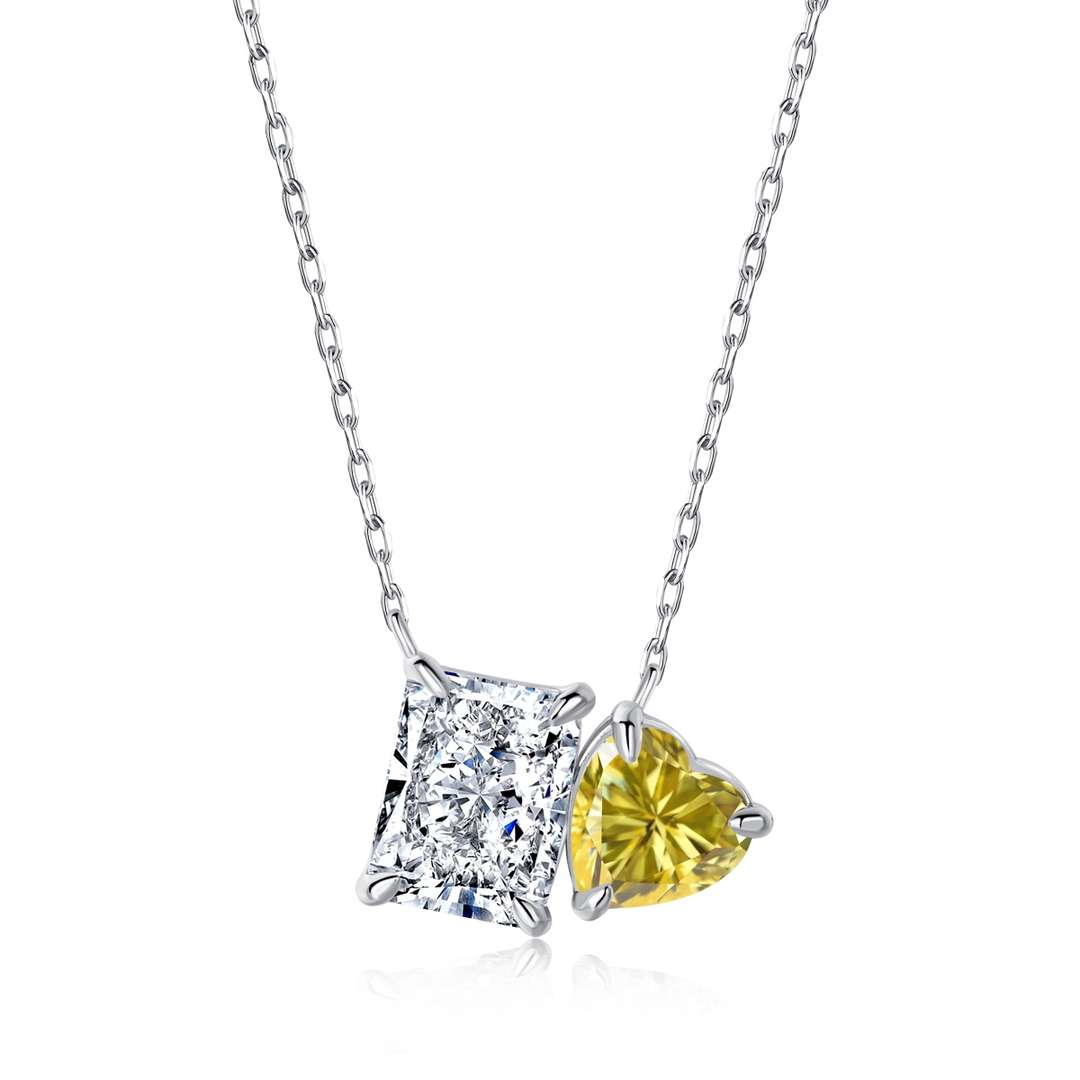 [Everoly JW]Dazzling Square & Heart Shape Necklace