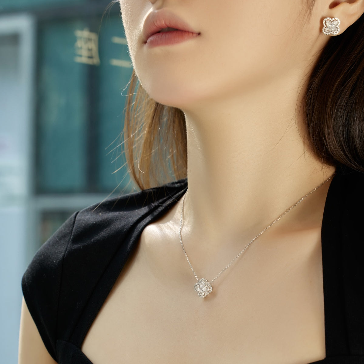 [Everoly JW]Spliced Lucky Four-Leaf Clover Versatile Necklace