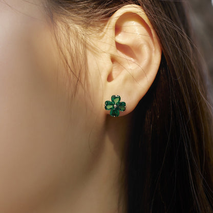 [Everoly JW]Four-Leaf Clover Ball Earrings