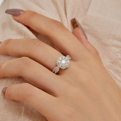 [Everoly JW]Delicate Colorful Round Cut Flower Shape Wedding Ring