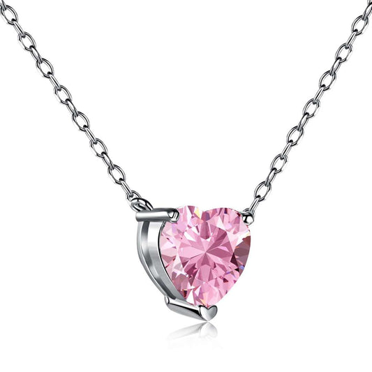 [Everoly JW]Heart Shape Main Stone Pendant Collarbone Necklace