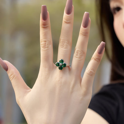 [Everoly JW]Four-Leaf Clover Eight-Pointed Star Ring
