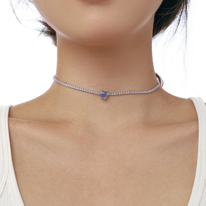 [Everoly JW]2.0 Carat Sparkling Tennis Heart Cut Necklace