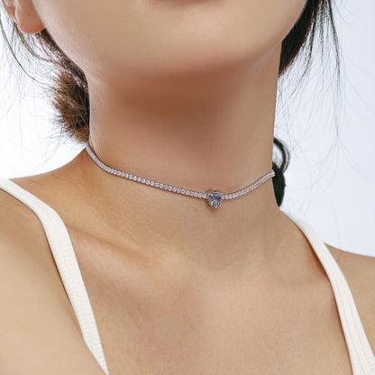 [Everoly JW]2.0 Carat Sparkling Tennis Heart Cut Necklace