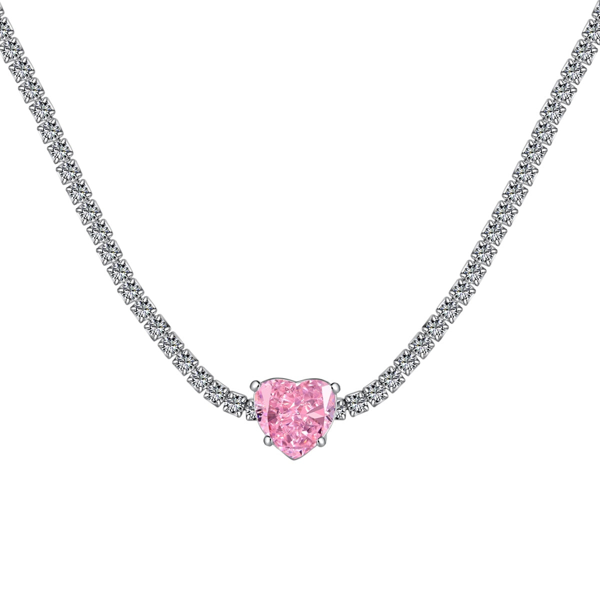 [Everoly JW]2.0 Carat Sparkling Tennis Heart Cut Necklace