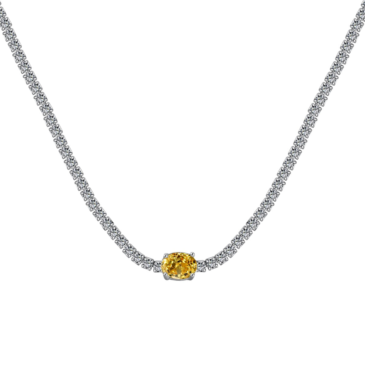 [Everoly JW]1.0 Carat Shining Oval Cut Necklace