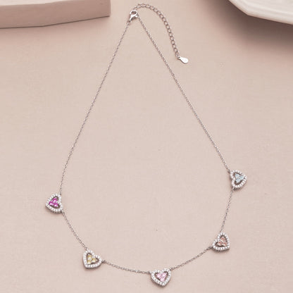 [Everoly JW]Sparkling Five Heart Necklace