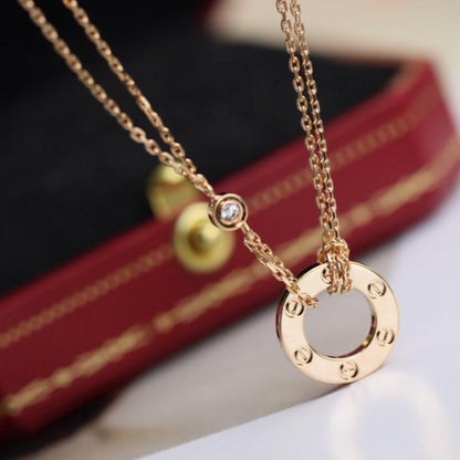 [Everoly JW]LOVE NECKLACE ADJUSTABLE ROSE GOLD 2 DIAMOND