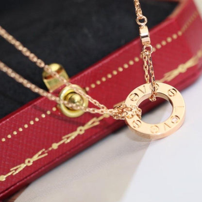 [Everoly JW]LOVE NECKLACE ADJUSTABLE ROSE GOLD 2 DIAMOND