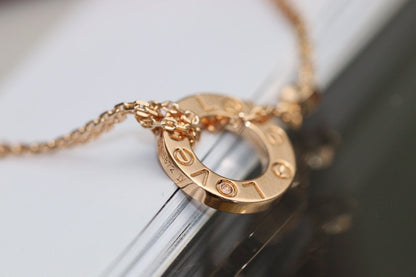 [Everoly JW]LOVE NECKLACE ADJUSTABLE ROSE GOLD 2 DIAMOND