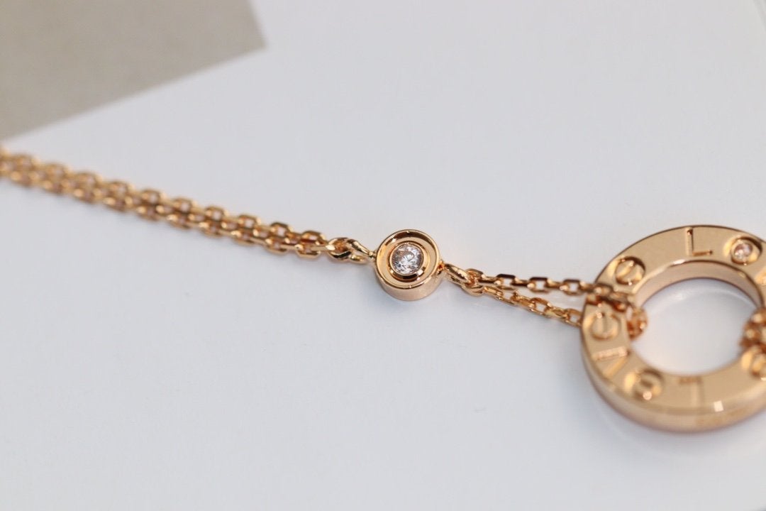[Everoly JW]LOVE NECKLACE ADJUSTABLE ROSE GOLD 2 DIAMOND