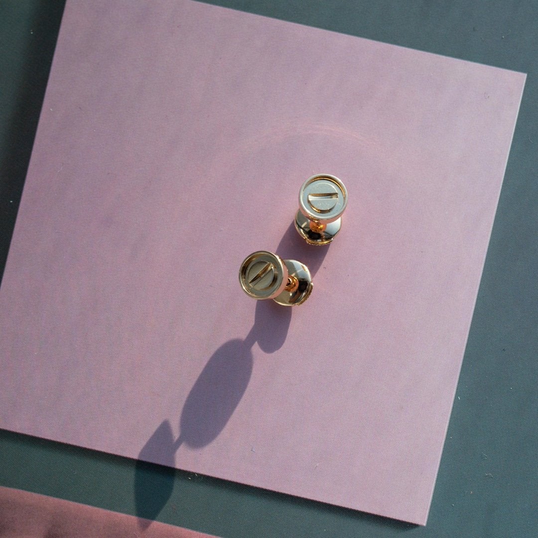 [Everoly JW]LOVE EARRINGS PINK GOLD 10MM