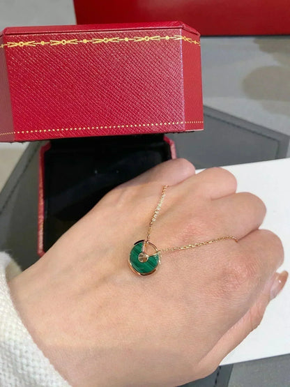 [Everoly JW]AMULETTE ROSE GOLD MALACHITE NECKLACE