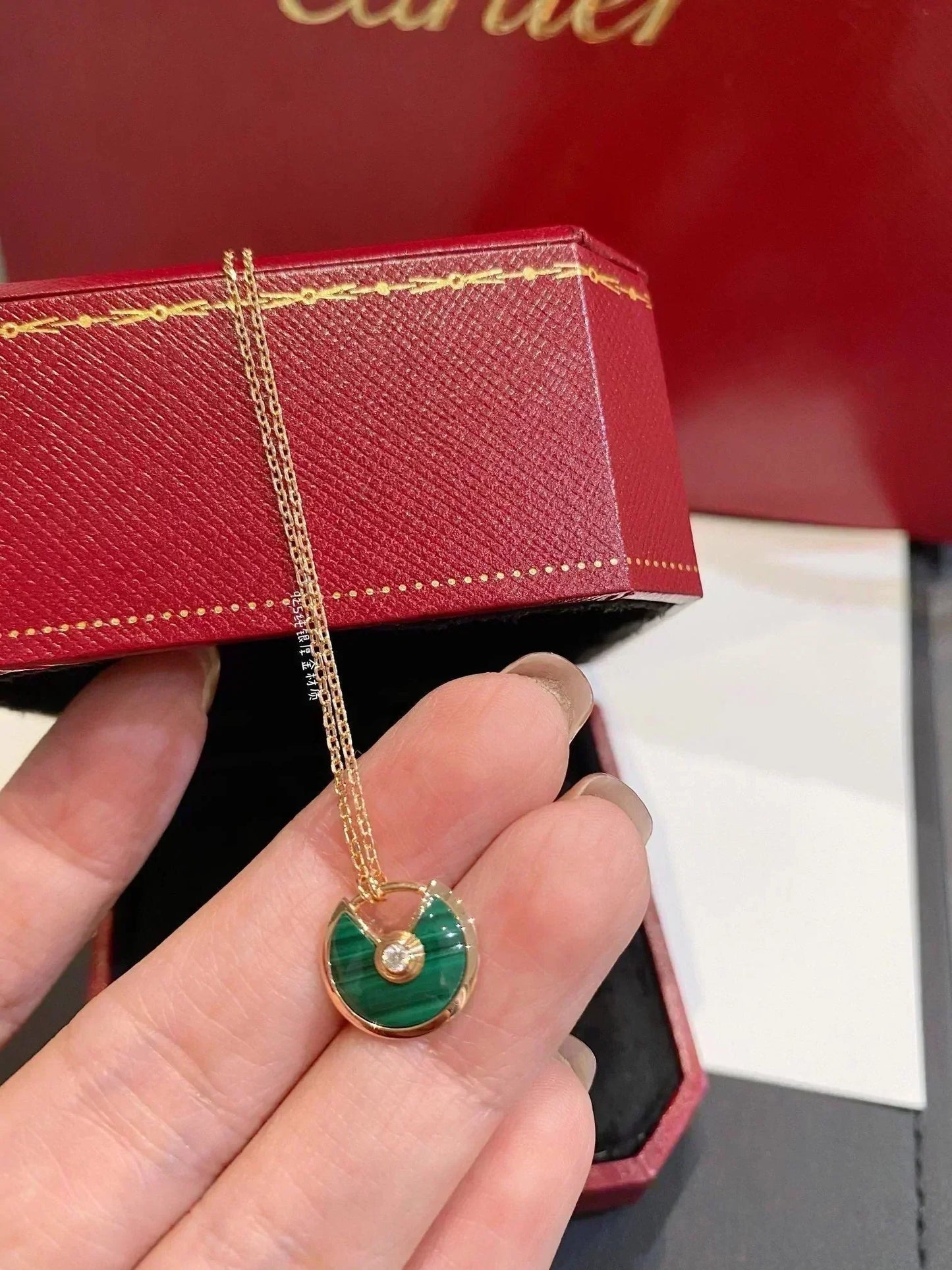 [Everoly JW]AMULETTE ROSE GOLD MALACHITE NECKLACE