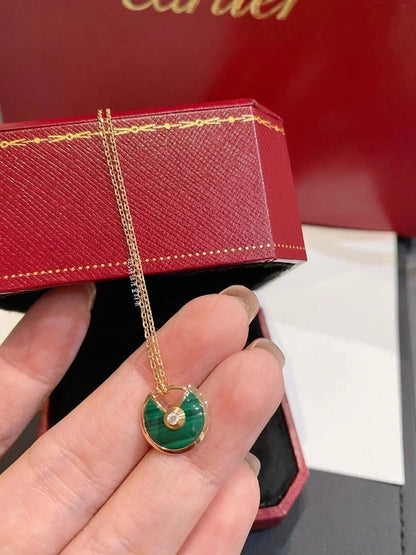 [Everoly JW]AMULETTE ROSE GOLD MALACHITE NECKLACE