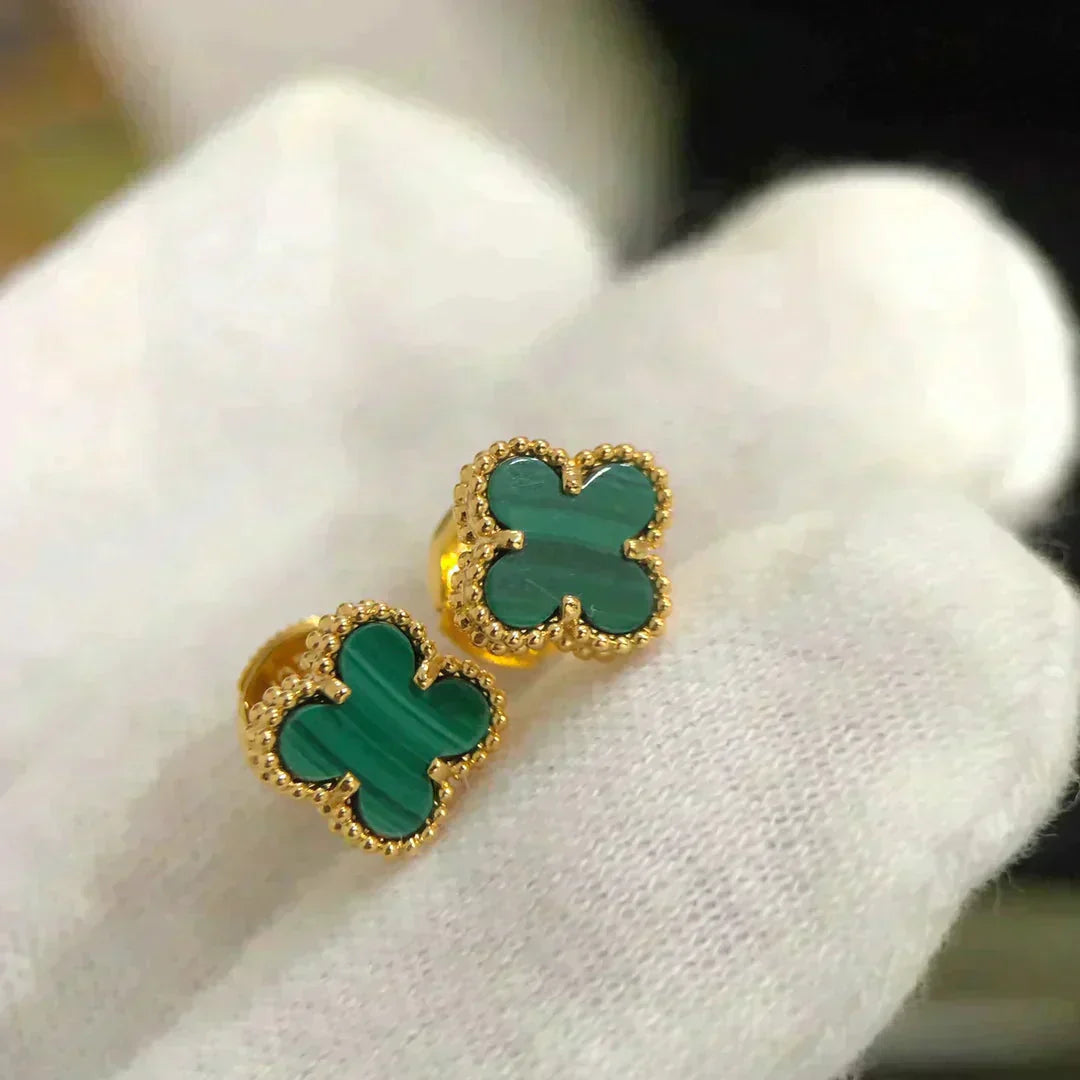 [Everoly JW]CLOVER MINI 9.5MM MALACHITE  EARRINGS