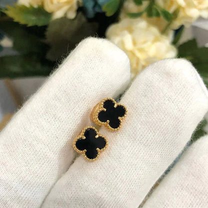 [Everoly JW]CLOVER MINI 9.5MM BLACK MOP EARRINGS