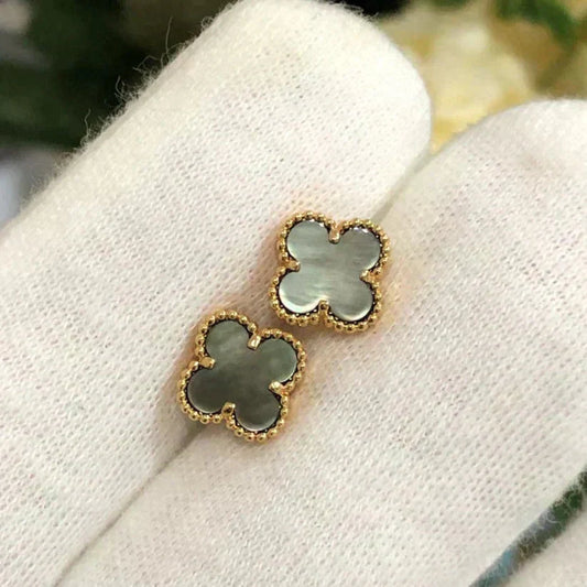 [Everoly JW]CLOVER MINI 9.5MM GRAY MOP EARRINGS